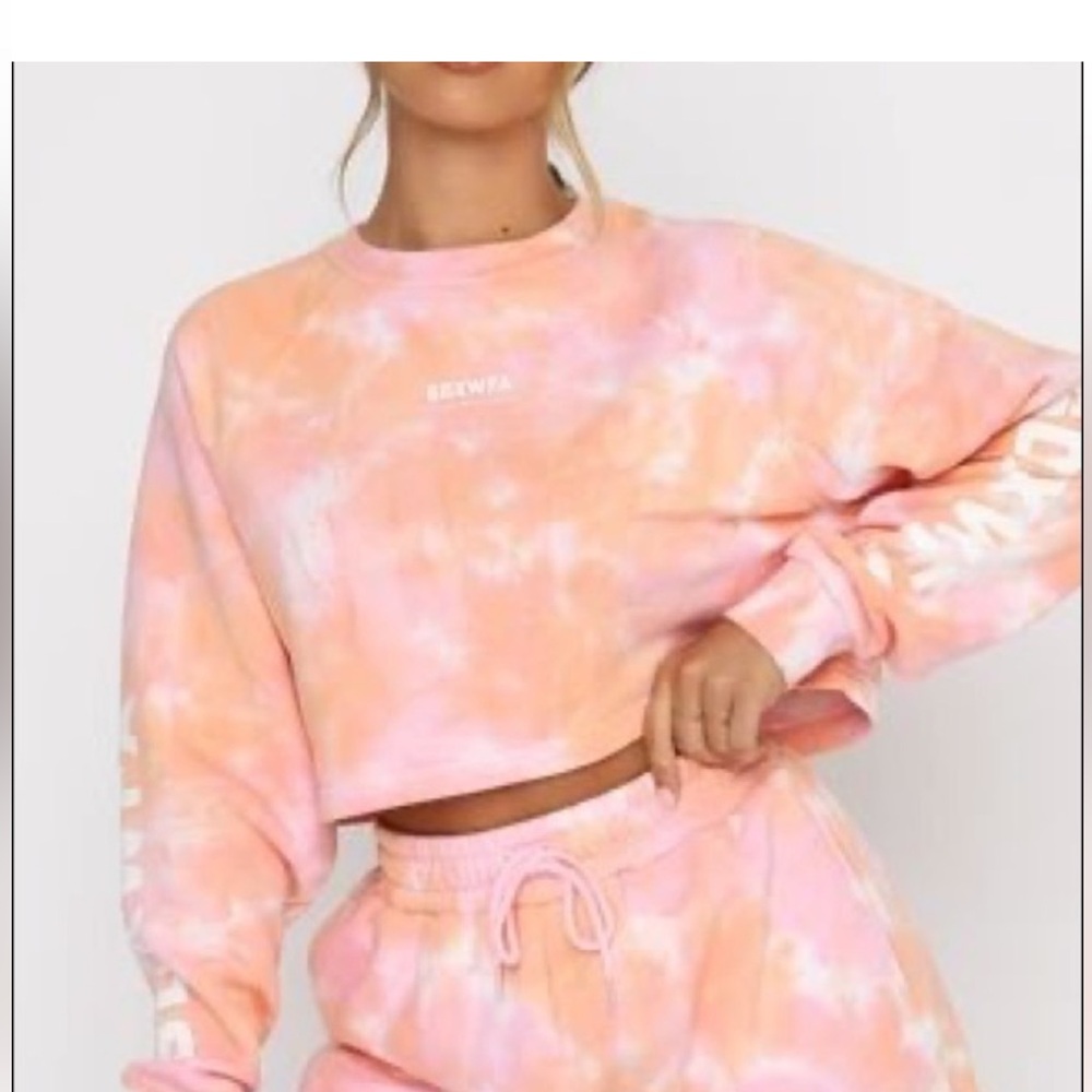 Whitefox x Sarah’s Day Cali Babe Cropped Sweater Pink Sunset